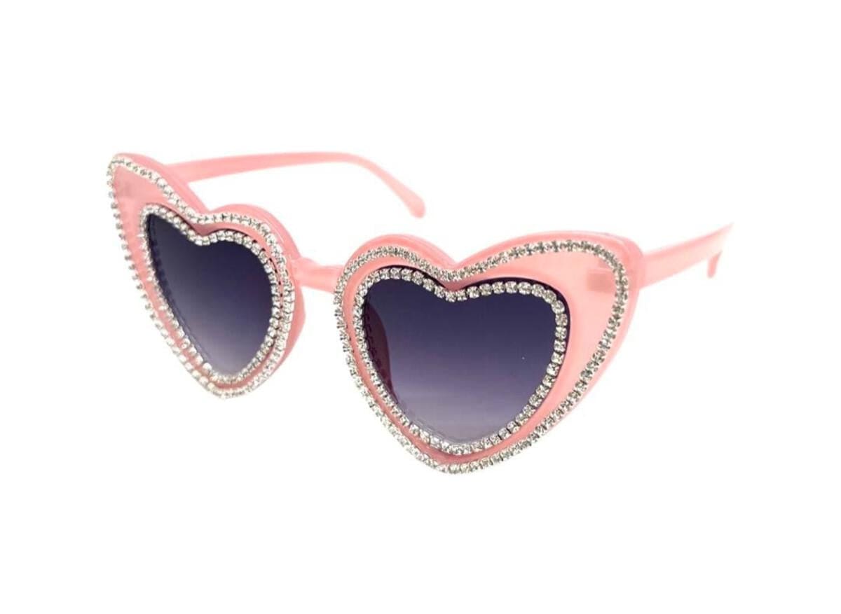 Double Crystalized Small Heart Pink Sunglasses - Twinkle Twinkle Little One