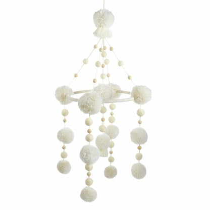 Ivory Pom Pom Mobile - Twinkle Twinkle Little One