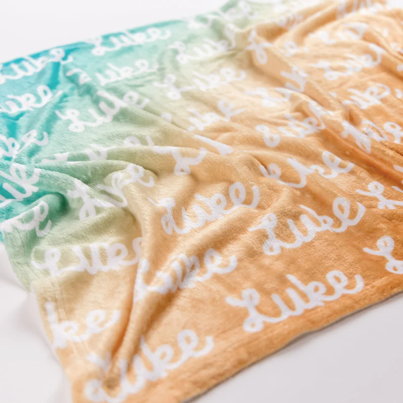 Sugar + Maple Plush Minky Fleece Personalized Blanket | Neutral Ombre - Twinkle Twinkle Little One