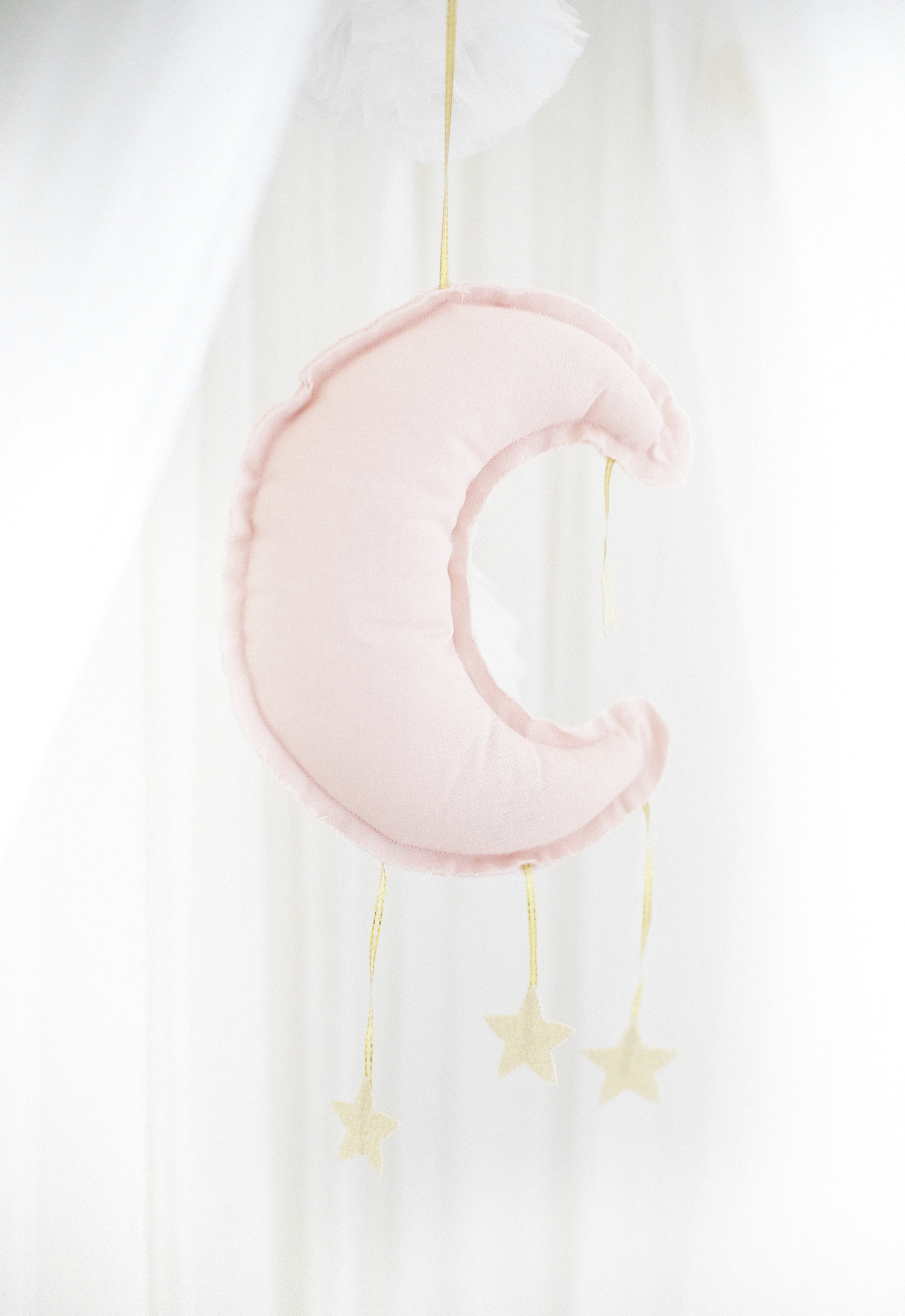 Pink Linen Moon Mobile - Twinkle Twinkle Little One