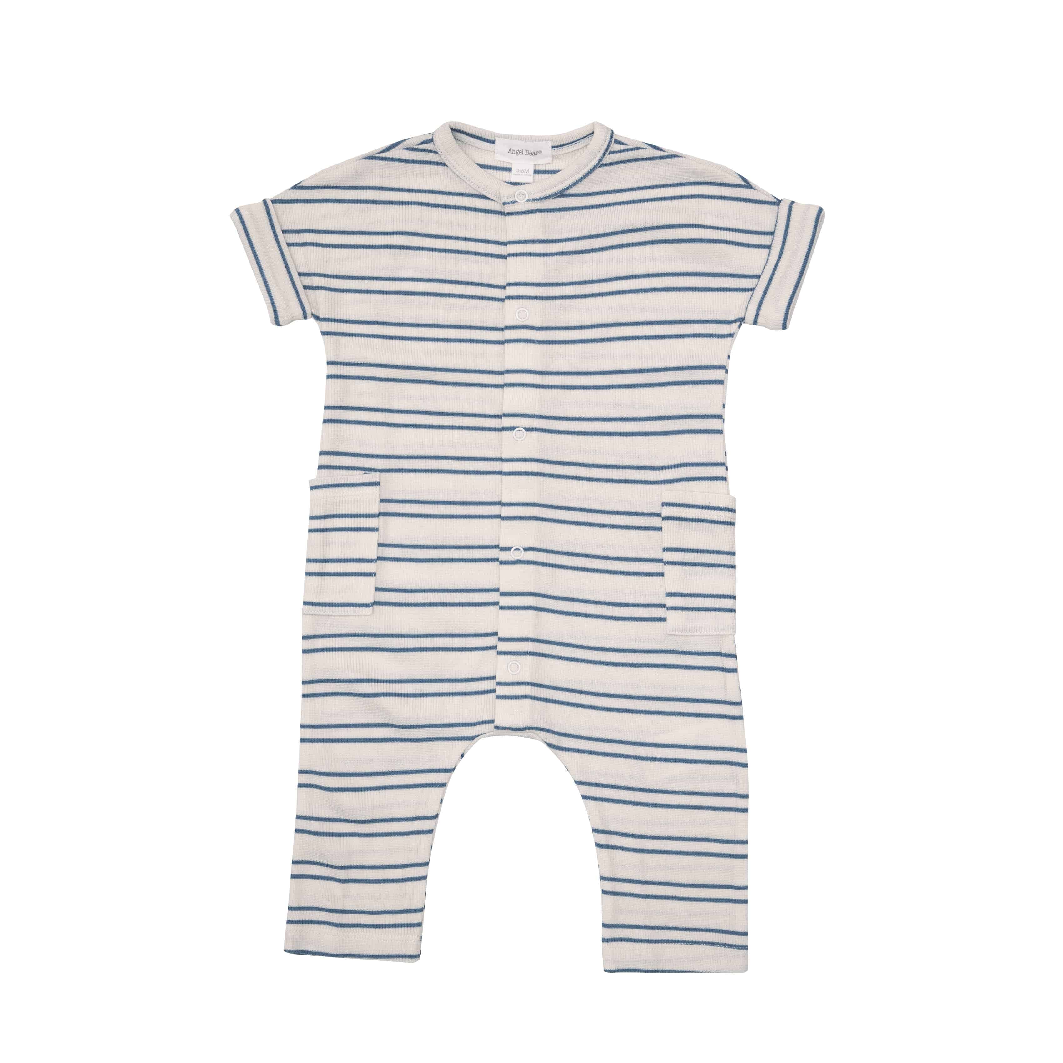 Blue Rib Stripe Romper - Twinkle Twinkle Little One