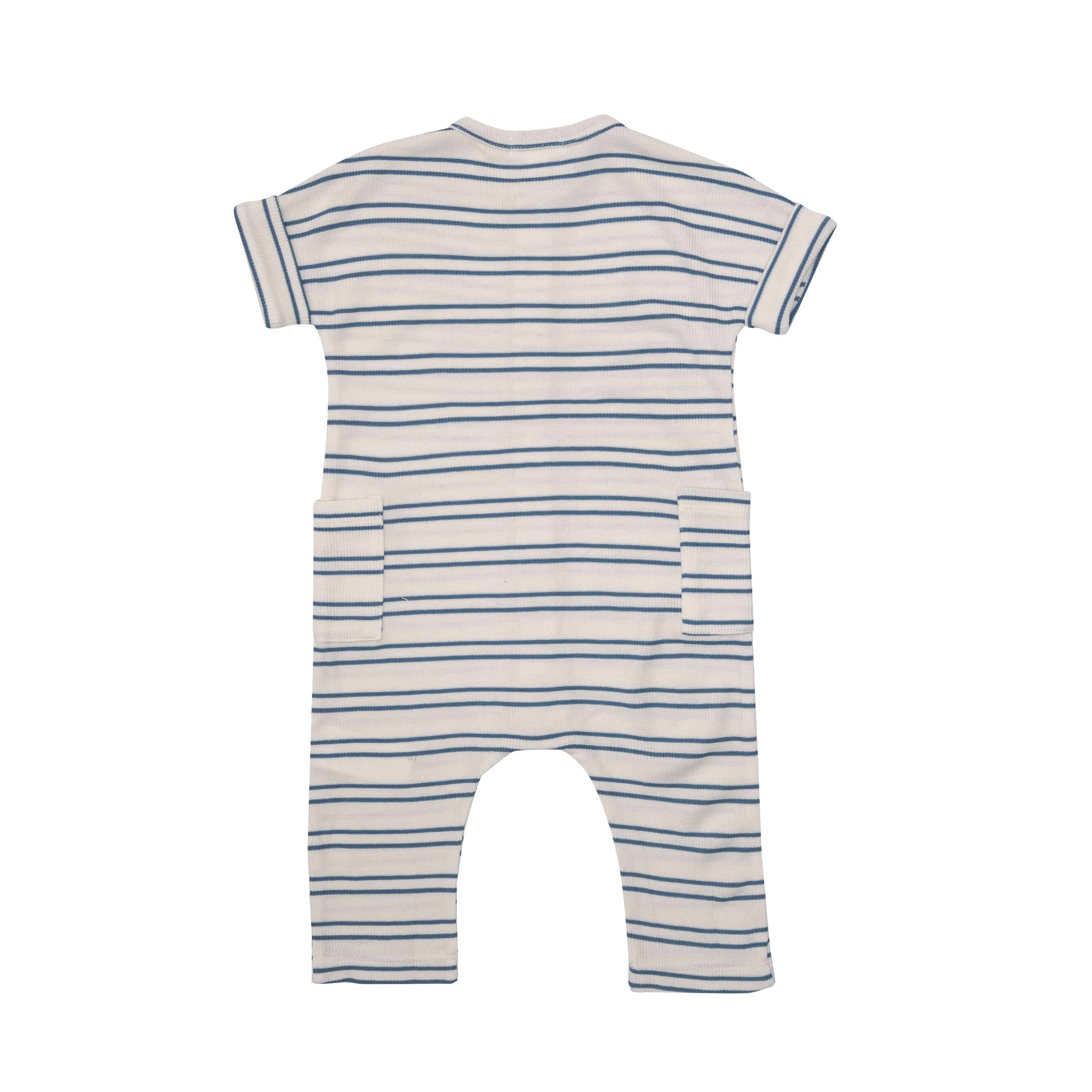 Blue Rib Stripe Romper - Twinkle Twinkle Little One