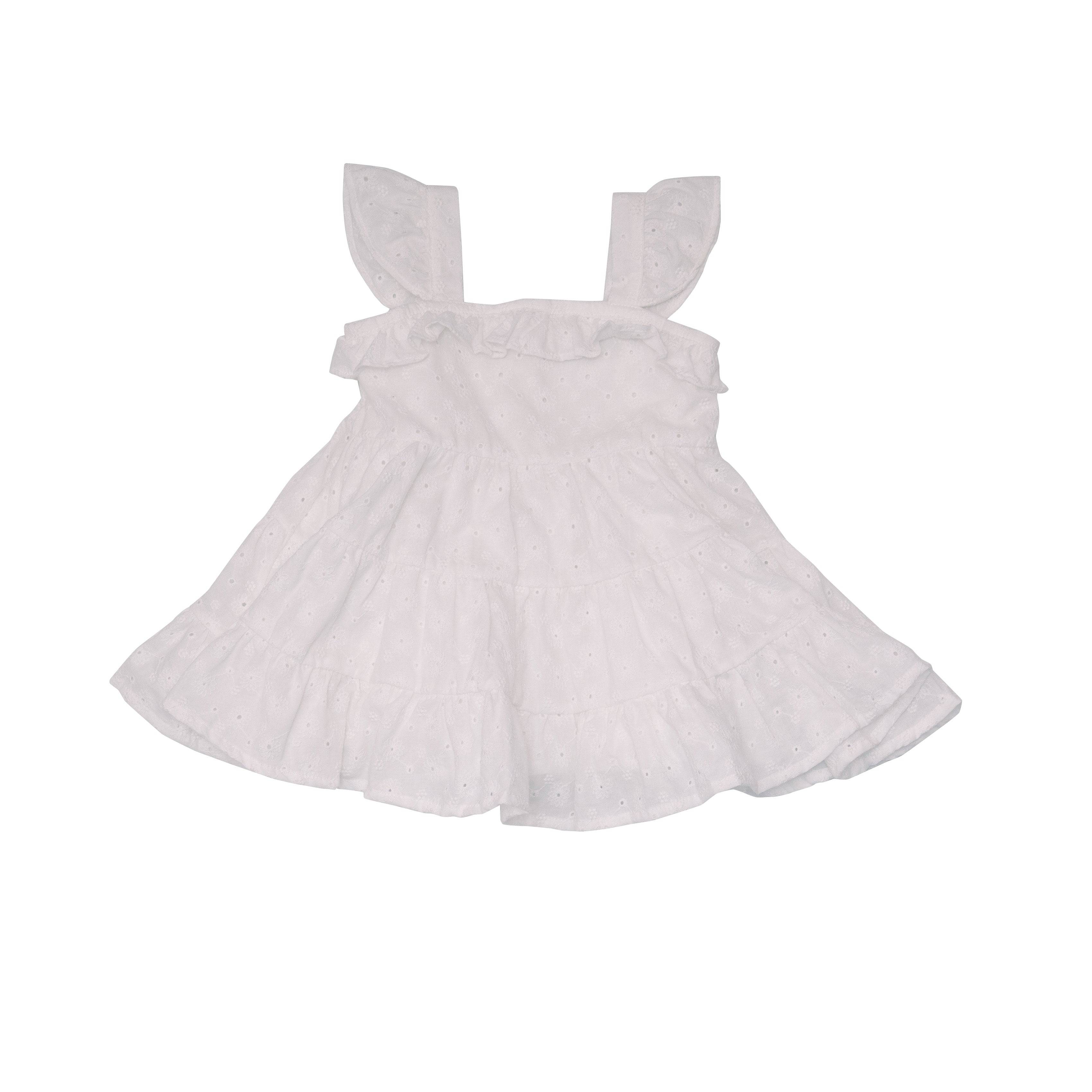 Eyelet White Three Tiered Ruffle Sundress & Diaper Cover - Twinkle Twinkle Little One