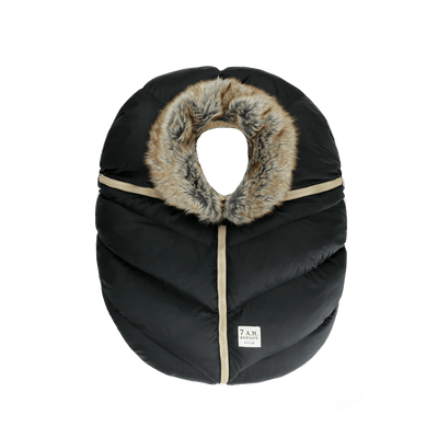 Car Seat Cocoon - Black Faux Fur - Twinkle Twinkle Little One
