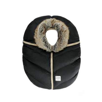 Car Seat Cocoon - Black Faux Fur - Twinkle Twinkle Little One