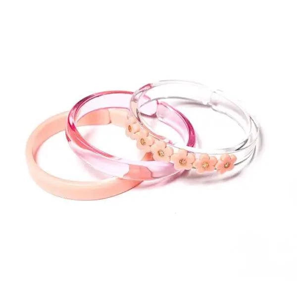 Coral Flower + Crystal Bangles (Set of 3) - Twinkle Twinkle Little One