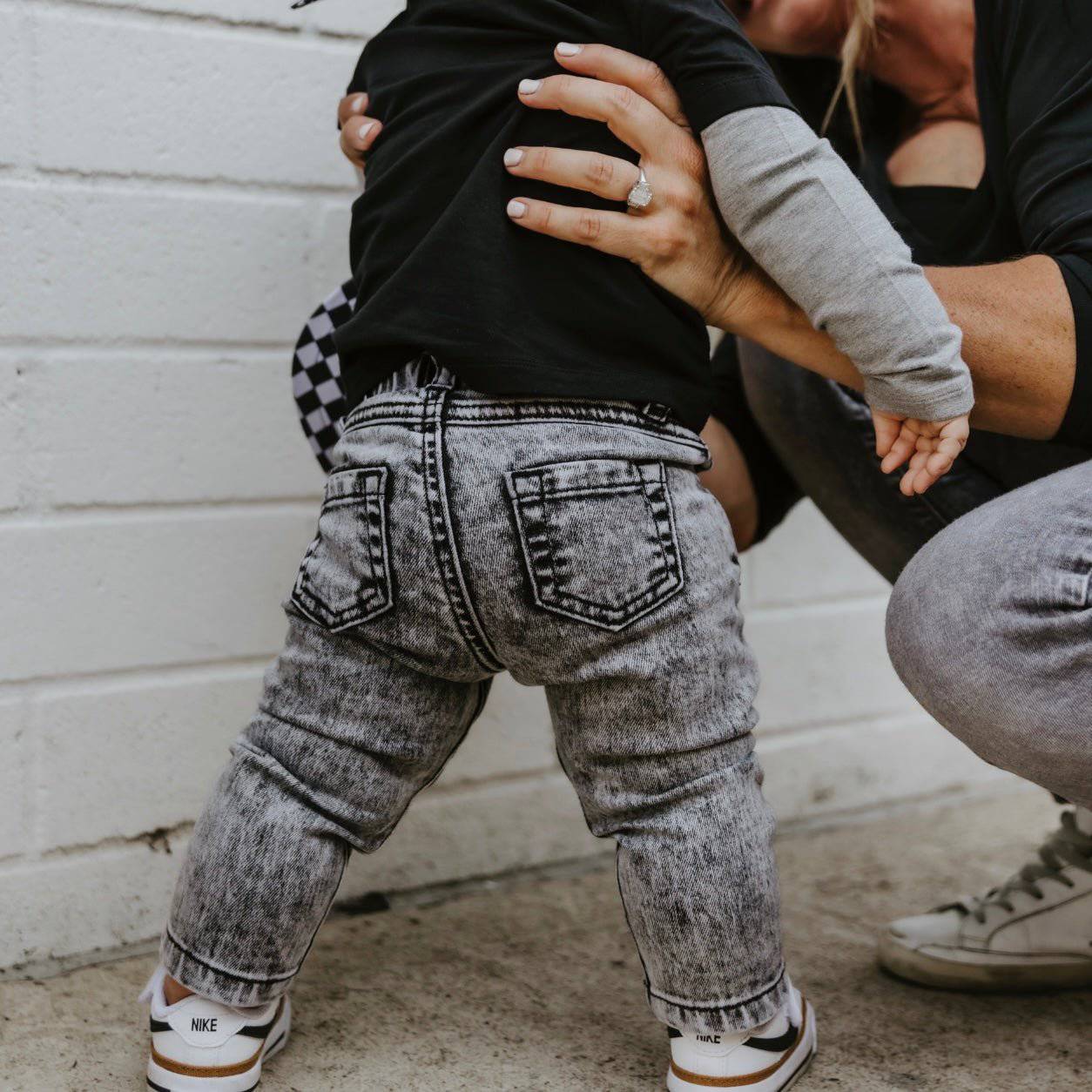 Acid Wash Grey Denim Pants