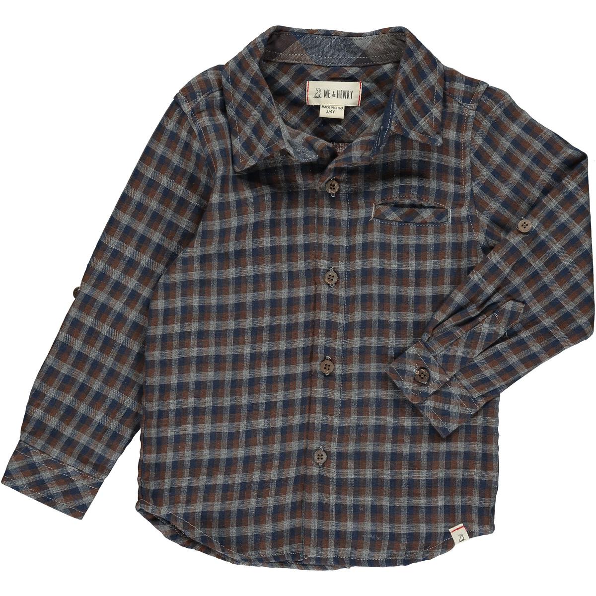 Me & Henry Brown & Grey Plaid Atwood Woven Shirt - Twinkle Twinkle Little One