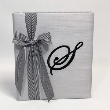 Baby Memory Book in Shantung with Large Striped Bow - Twinkle Twinkle Little One