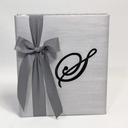 Baby Memory Book in Shantung with Large Striped Bow - Twinkle Twinkle Little One