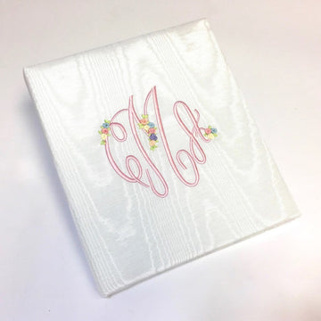 Baby Memory Book in Moiré with Silk Ribbon Flowers - Twinkle Twinkle Little One