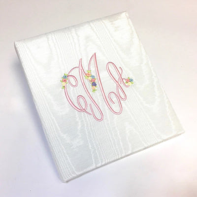 Baby Memory Book in Moiré with Silk Ribbon Flowers - Twinkle Twinkle Little One