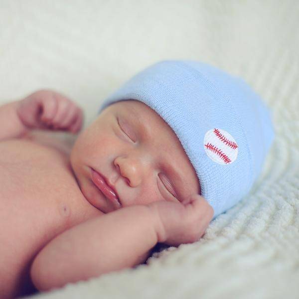 Blue Newborn Boy Baseball Patch Hospital Hat - Twinkle Twinkle Little One