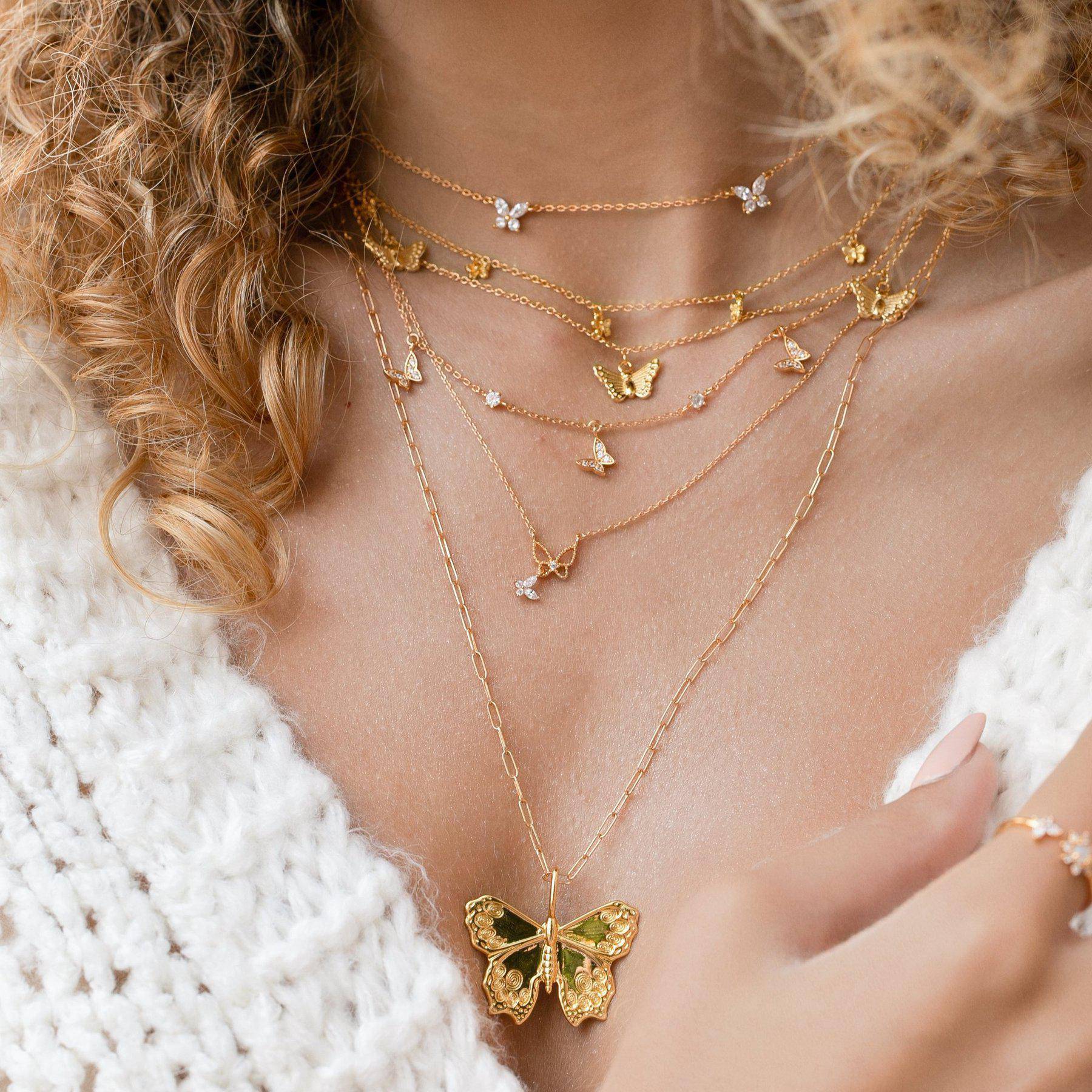 Butterfly Trio Necklace - Gold - Twinkle Twinkle Little One