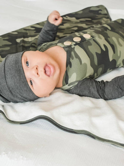 Camo Knot Gown & Hat - Twinkle Twinkle Little One