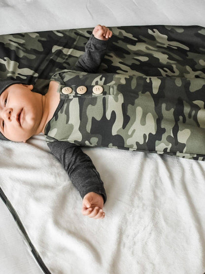 Camo Knot Gown & Hat - Twinkle Twinkle Little One