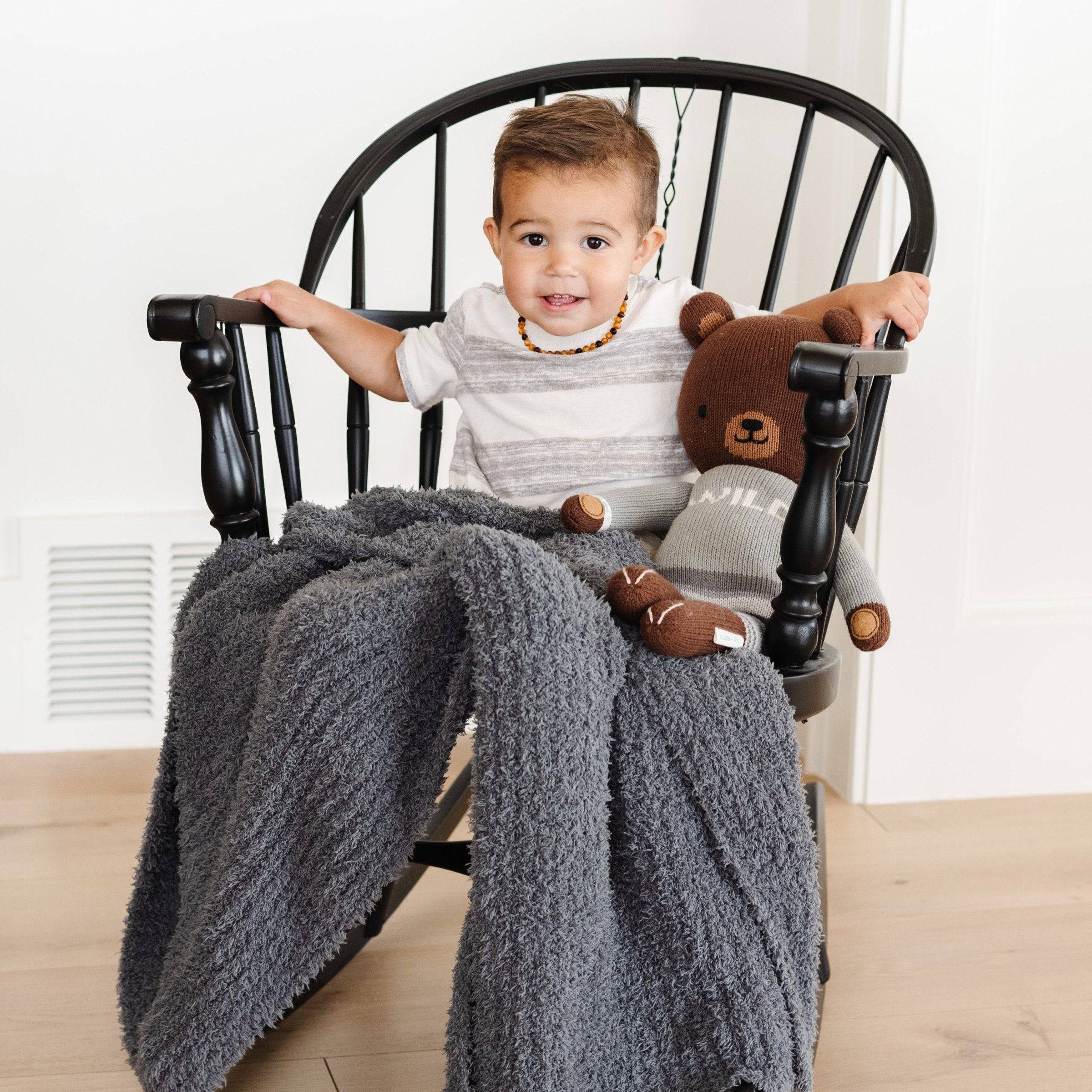 Charcoal Ribbed Bamboni Receiving Blanket - Twinkle Twinkle Little One