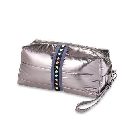 Puffer Cosmetic Bags - Gunmetal with Multi Star - Twinkle Twinkle Little One