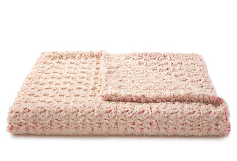 Cream & Pink Two-Tone Rosebud Blanket