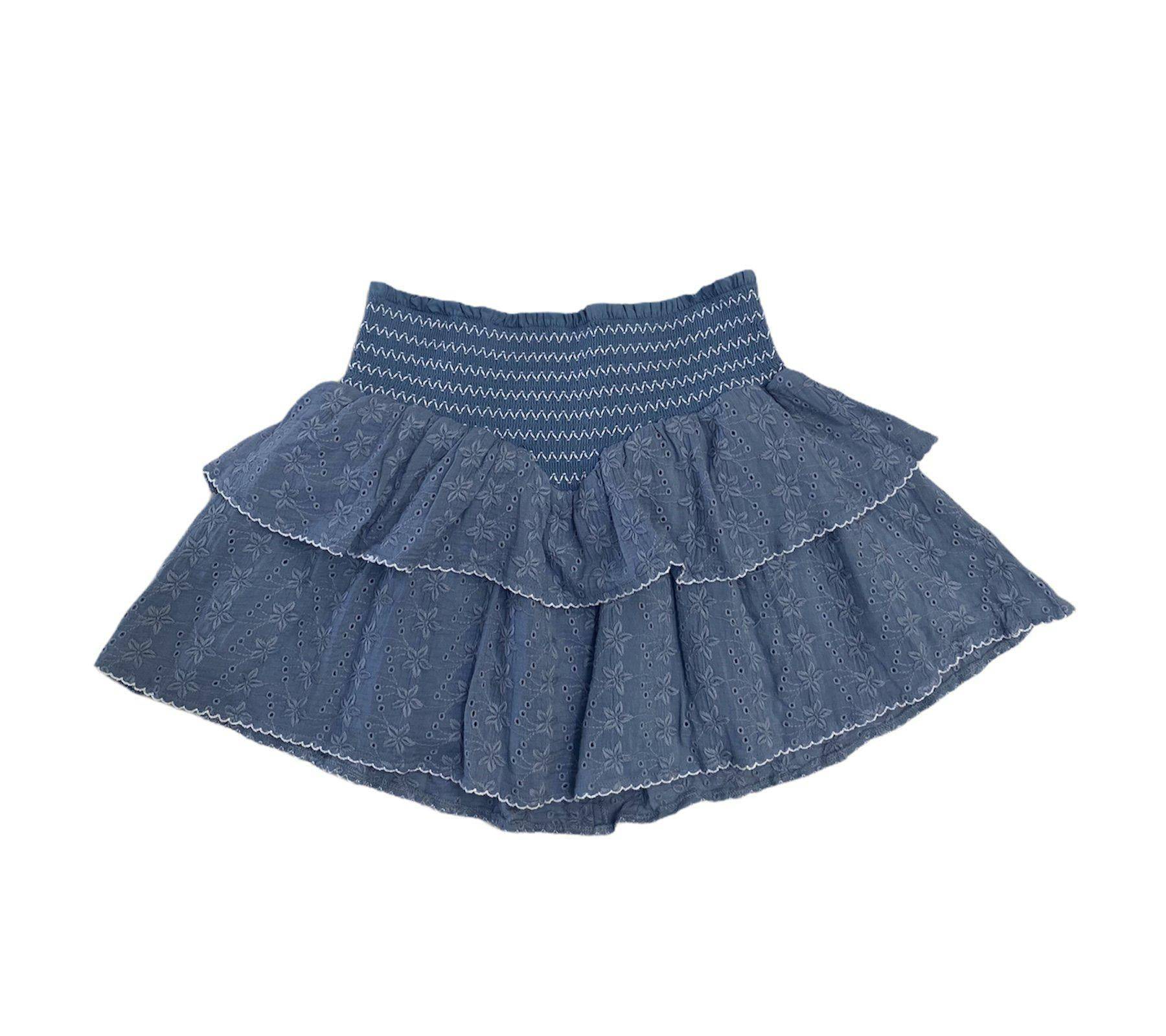 Tween Karlie Star-Embossed Skirt in Denim Blue - Twinkle Twinkle Little One