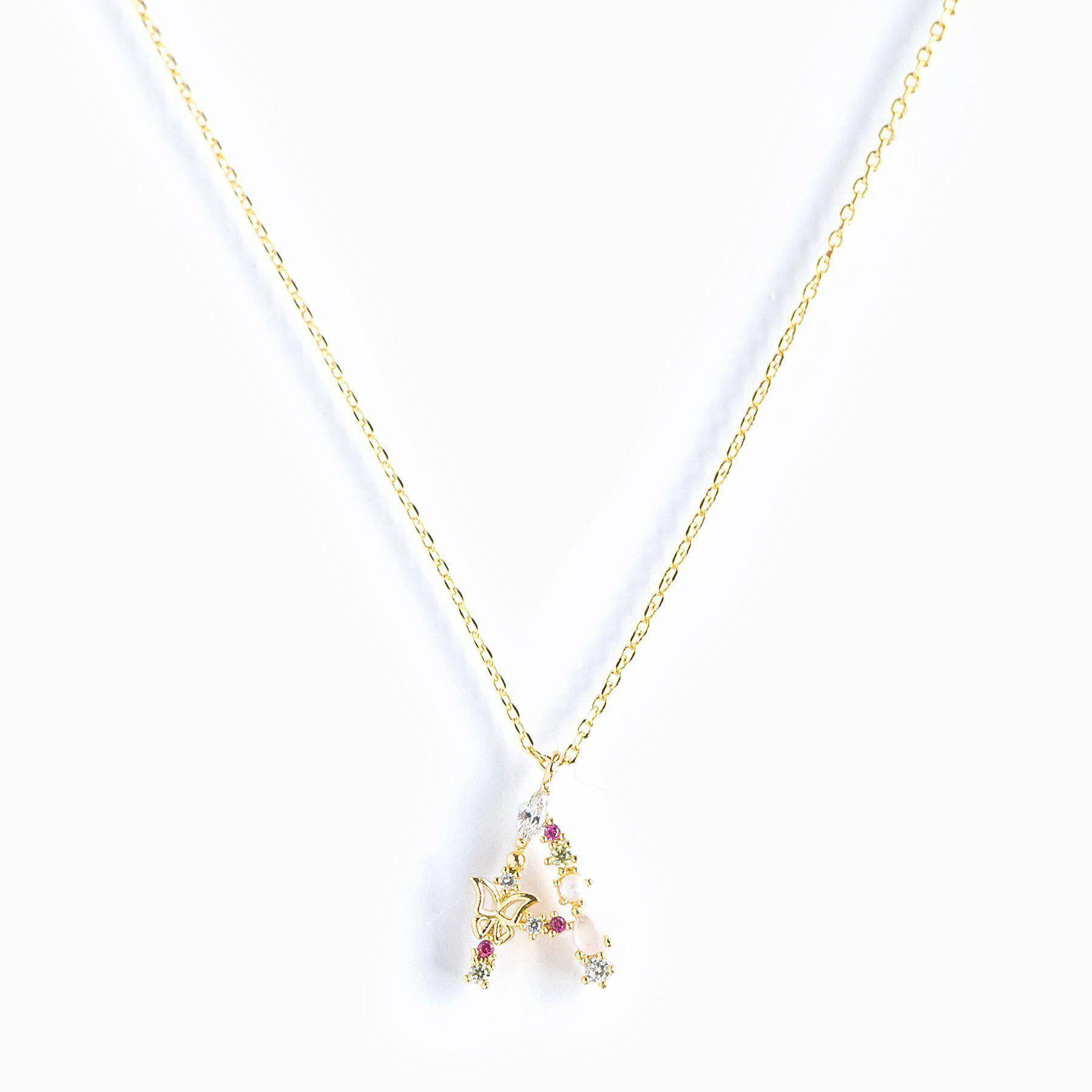 Flutterfly Stone Initial Necklace - Gold - Twinkle Twinkle Little One