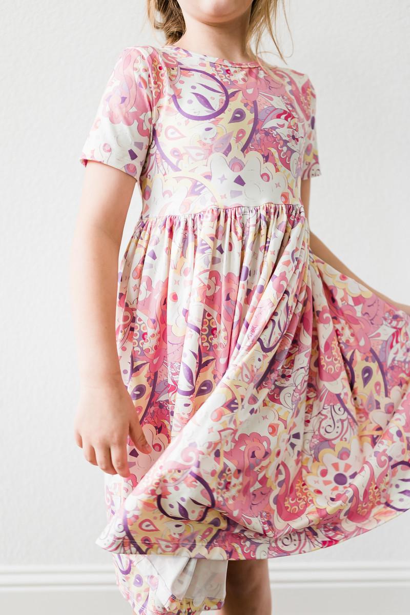 Go with the Flow Short Sleeve Twirl Dress - Twinkle Twinkle Little One