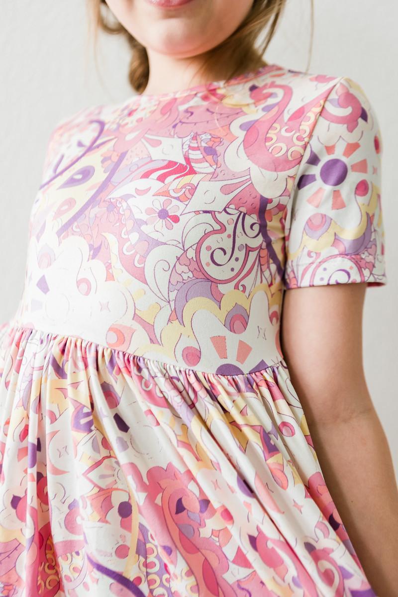 Go with the Flow Short Sleeve Twirl Dress - Twinkle Twinkle Little One