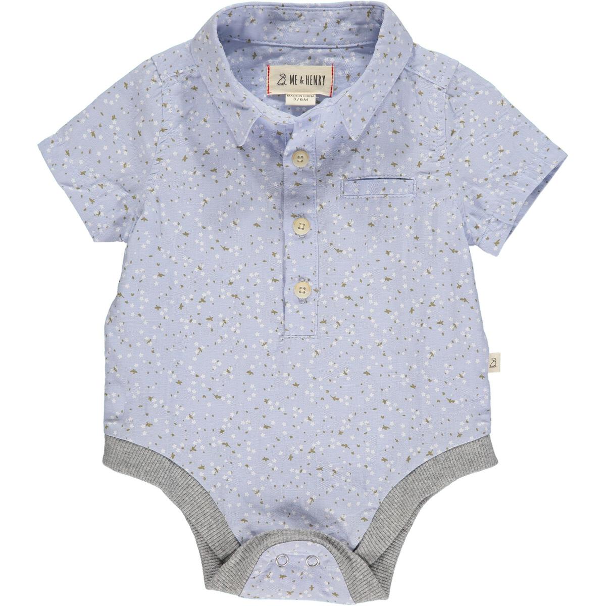 Blue Floral Helford Short Sleeve Onesie - Twinkle Twinkle Little One