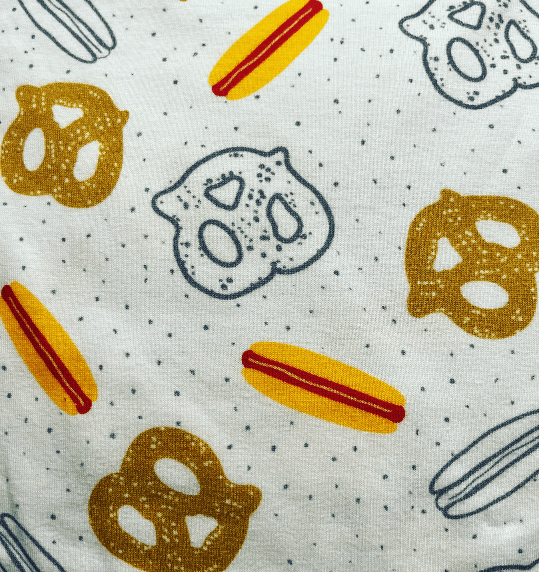 Hot Dog Pretzel Blue Baby Zip Pajamas-Newborn - Twinkle Twinkle Little One