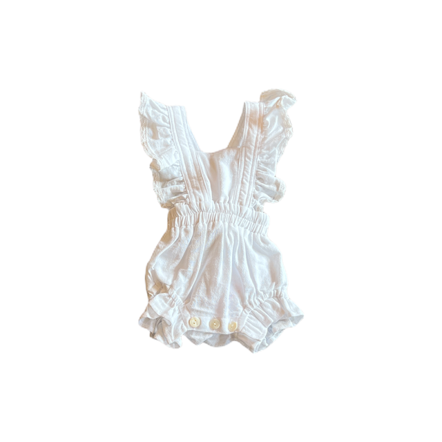 White Linen Baby Romper - Twinkle Twinkle Little One