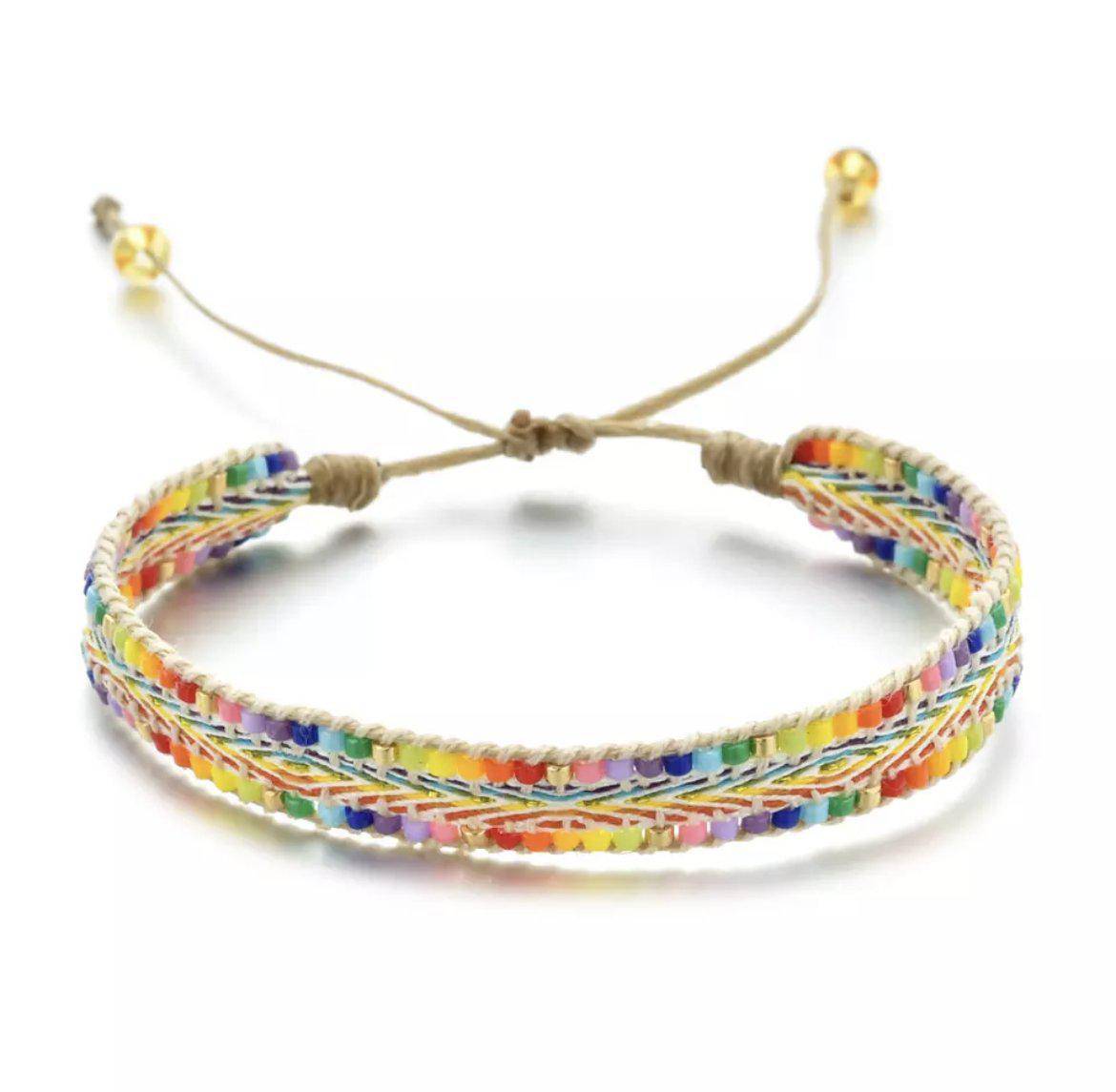 Rainbow Bright Beaded Woven Bracelet - Twinkle Twinkle Little One