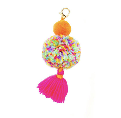 Pink & Orange Pom + Tassel Purse Charm - Twinkle Twinkle Little One