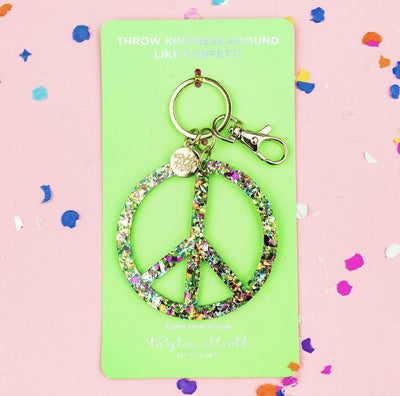 Confetti Acrylic Peace Sign Keychain & Purse Clip - Twinkle Twinkle Little One
