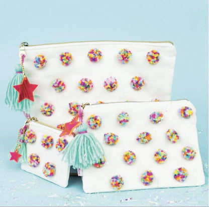 Mini Multi Pom Cardholder Keychain Pouch - Twinkle Twinkle Little One