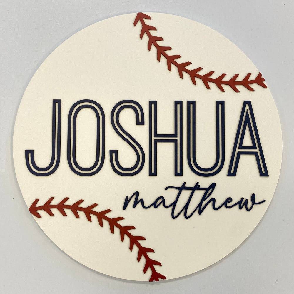 Round Personalized Wood Name Sign | Baseball - Twinkle Twinkle Little One