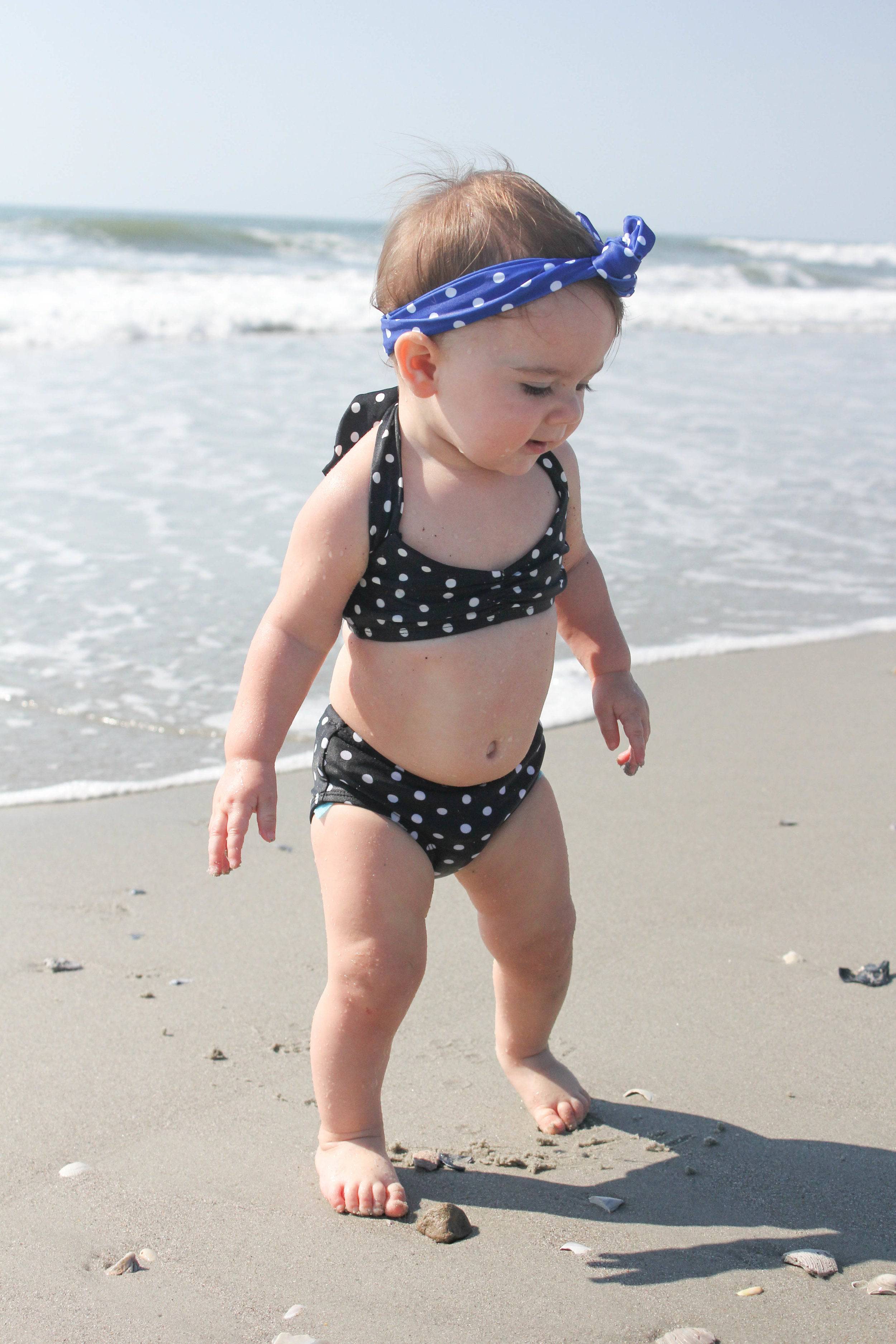 Black and White Polka Dot Baby Bikini - Twinkle Twinkle Little One