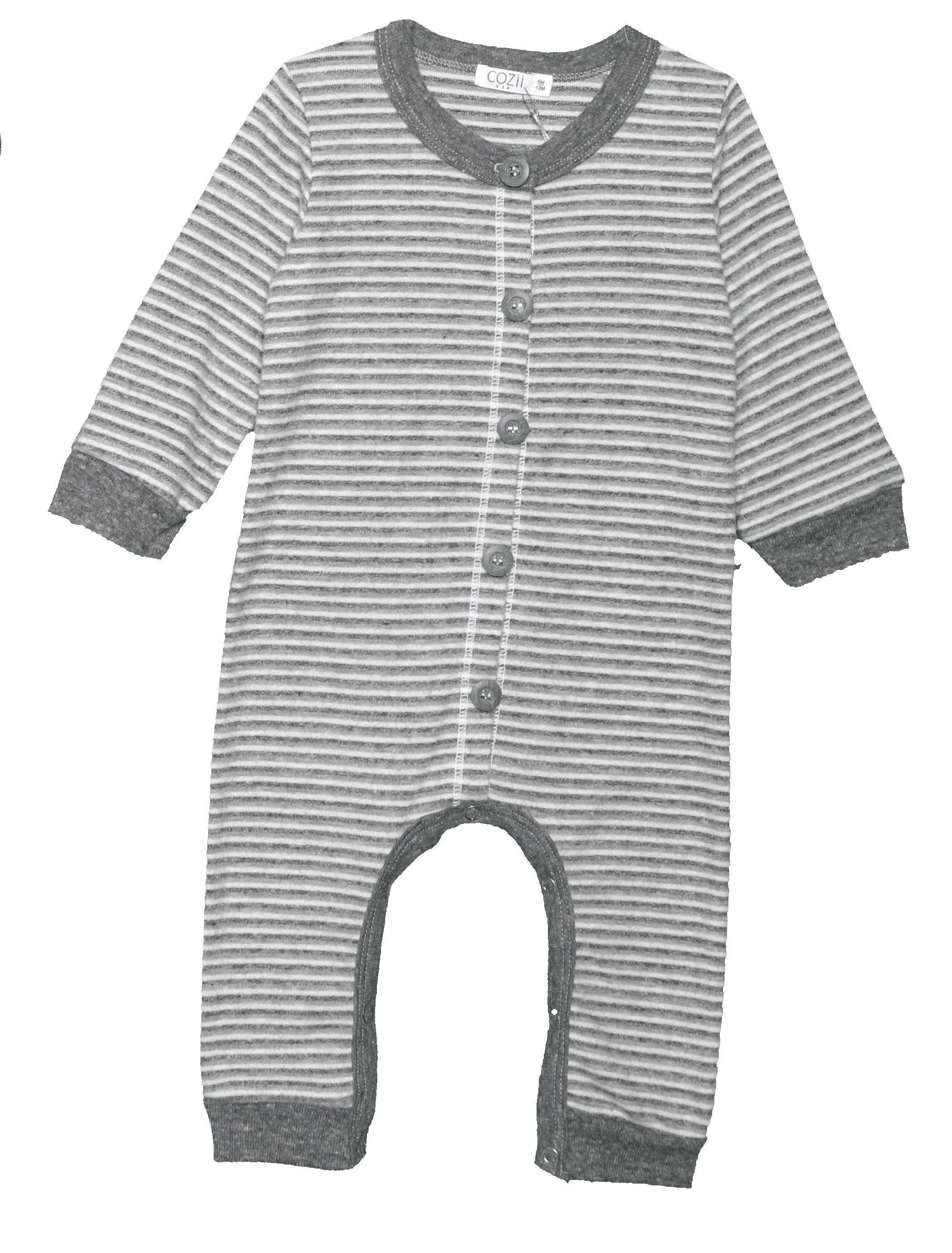 Grey Stripe Romper w/ Buttons - Twinkle Twinkle Little One