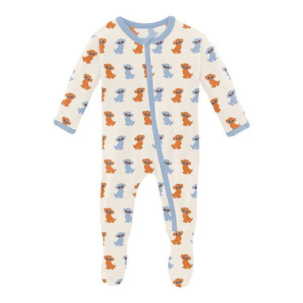 Print Footie with Zipper - Natural Beach Pups - Twinkle Twinkle Little One