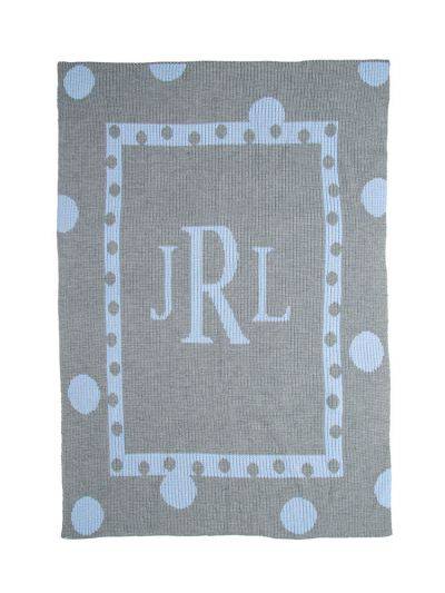 Large Polka Dot & Monogram Stroller Blanket - Twinkle Twinkle Little One