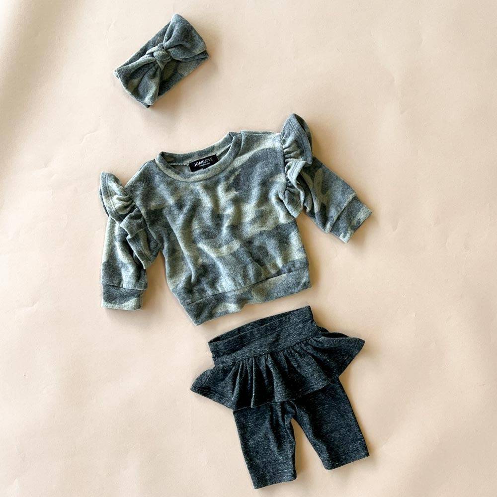 Lily 3 Piece Baby Set - Brushed Olive Camo - Twinkle Twinkle Little One