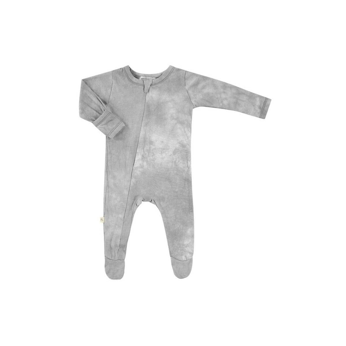 Gray Marble Tie Dye Seamless Zipper Footie - Twinkle Twinkle Little One