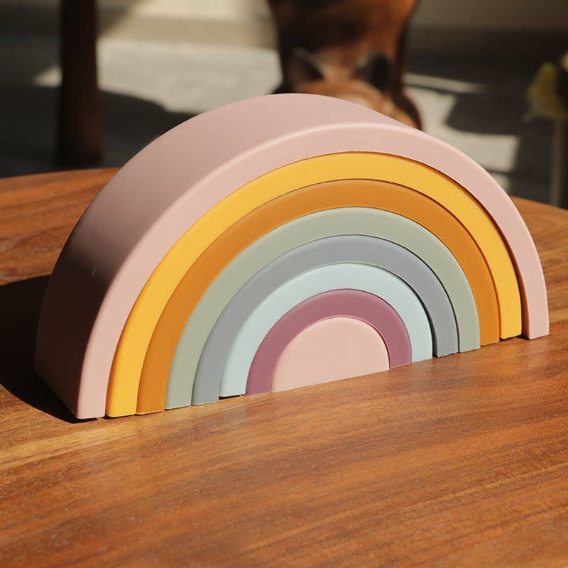 Large Silicone Dusty Rainbow Stacker Puzzle Toy - Twinkle Twinkle Little One