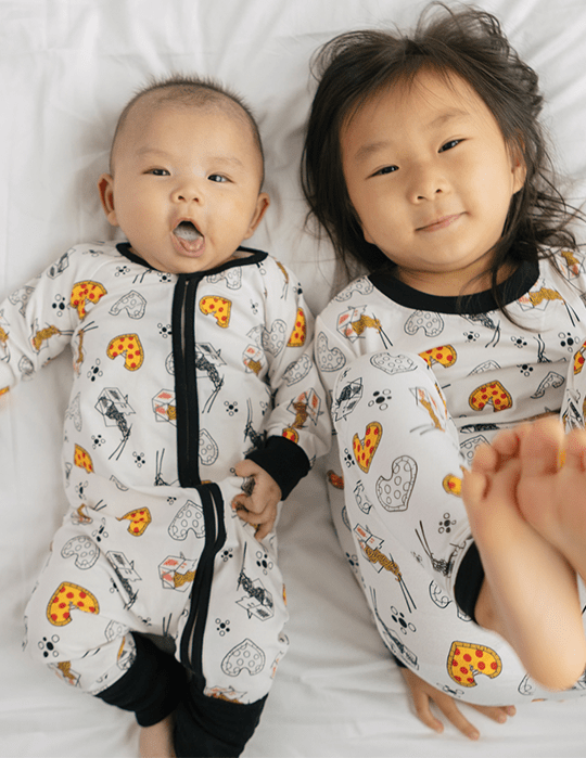 Lo Mein Pizza NY Black Baby Zip Pajamas Newborn Twinkle Twinkle