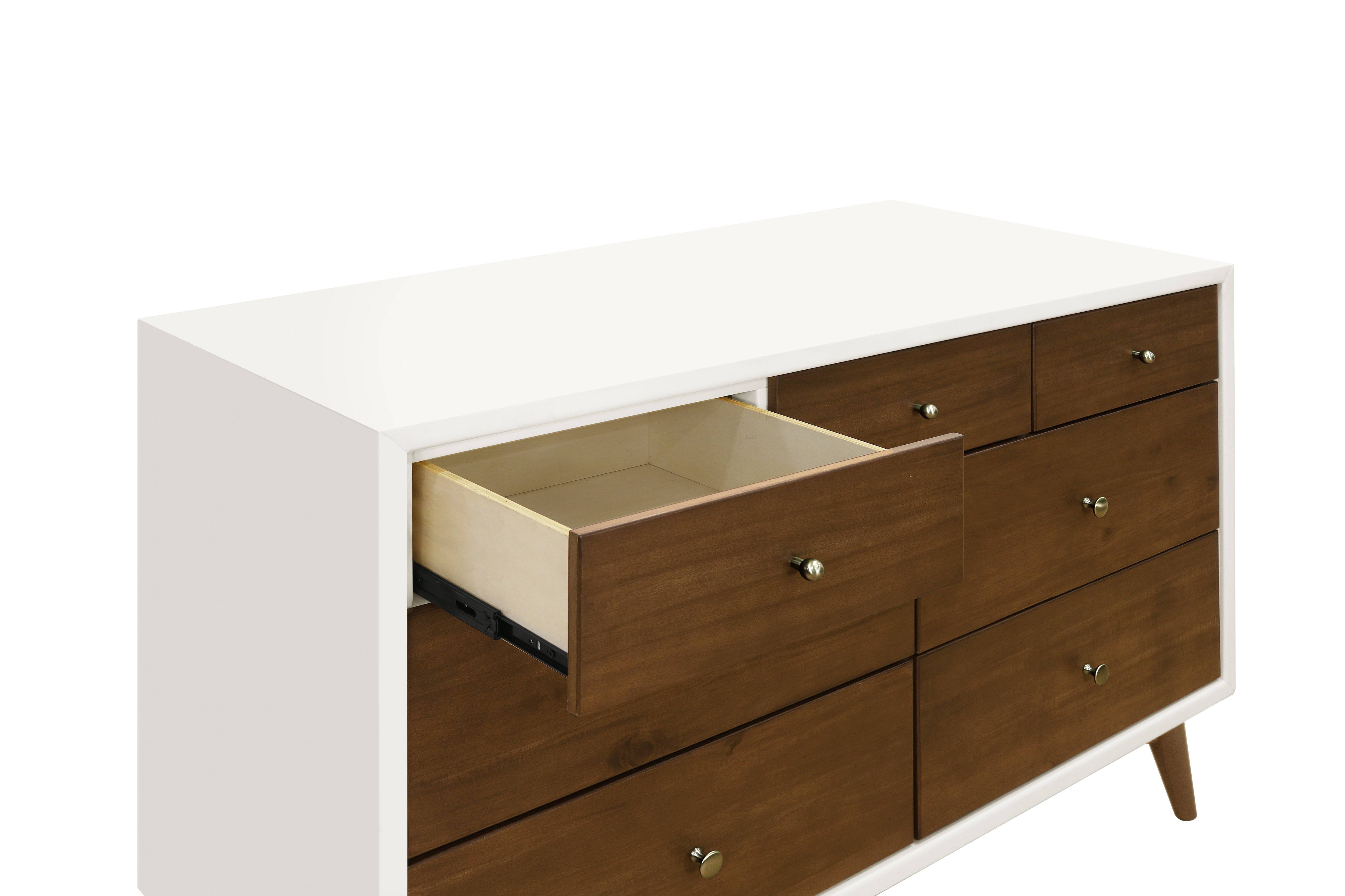 Palma 7 Drawer Dresser in Warm White & Natural Walnut - Twinkle Twinkle Little One