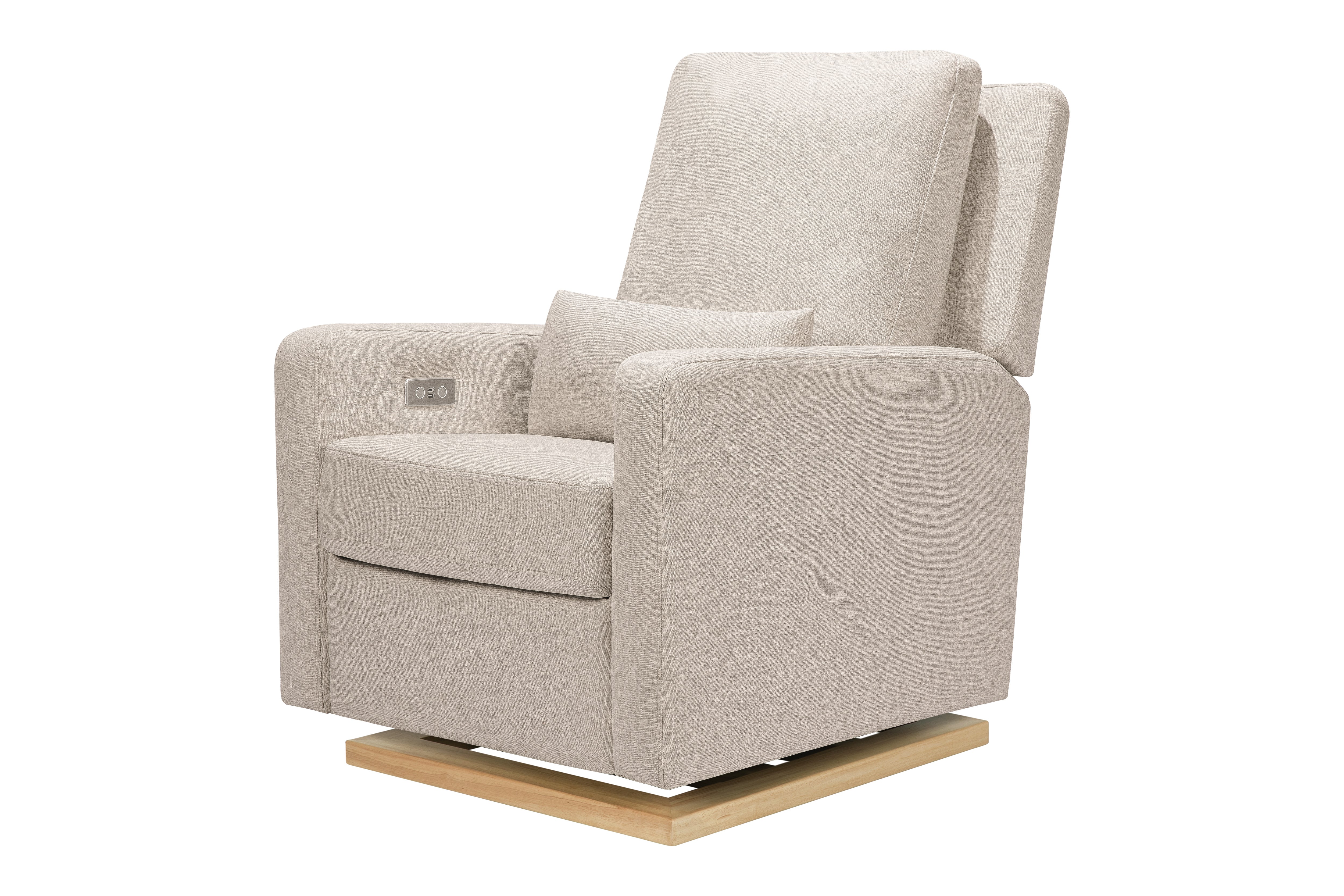 Sigi Electronic Recliner and Glider in Performance Beach Eco-Weave with Light Wood Base - Twinkle Twinkle Little One