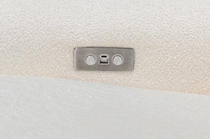 Sunday Power Recliner and Swivel Glider in Chantilly Sherpa with Light Wood Base - Twinkle Twinkle Little One