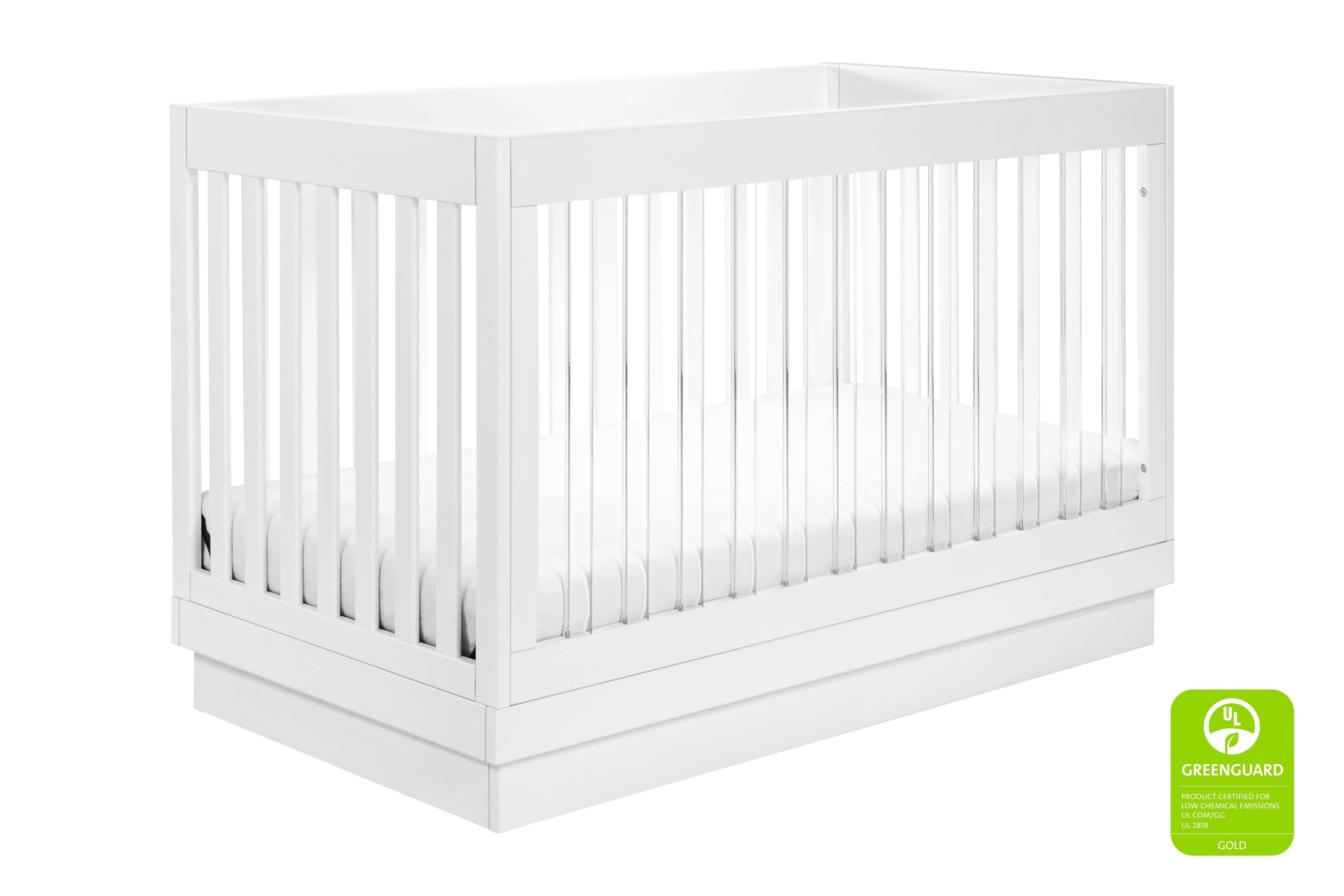 Harlow 3-in-1 Convertible Crib in White & Acrylic - Twinkle Twinkle Little One