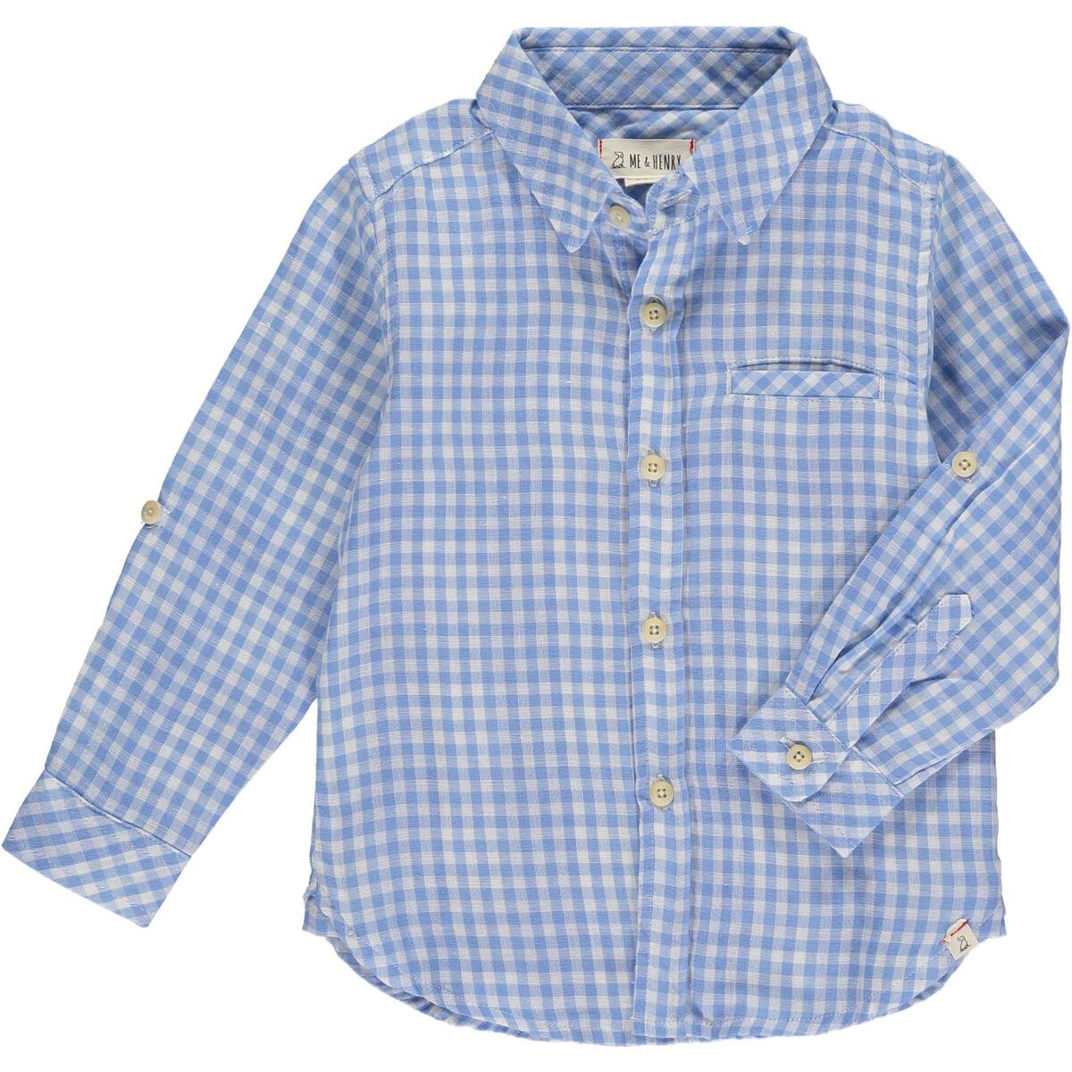 Blue Plaid Gauze Merchant Long Sleeve Shirt - Twinkle Twinkle Little One