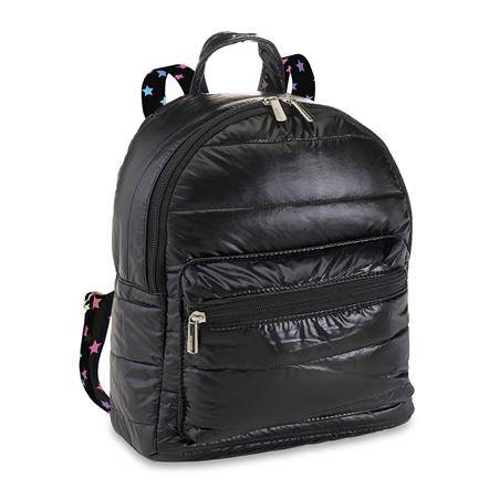 Black Puffer Mini Backpack with Scatter Star Straps - Twinkle Twinkle Little One