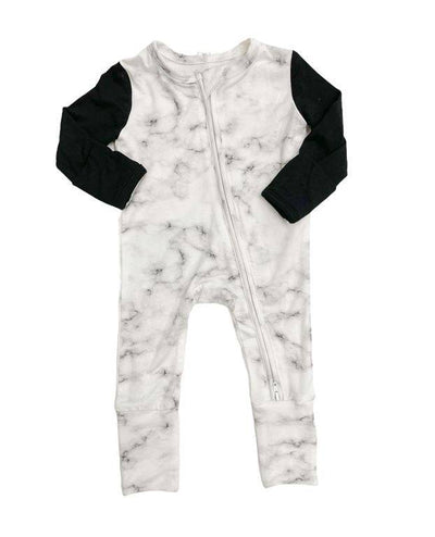 Midnight Marble Zip Footie - Twinkle Twinkle Little One